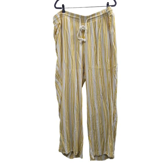 Torrid Linen Blend Pants Yellow White Stripe 4 Regular - Picture 1 of 6